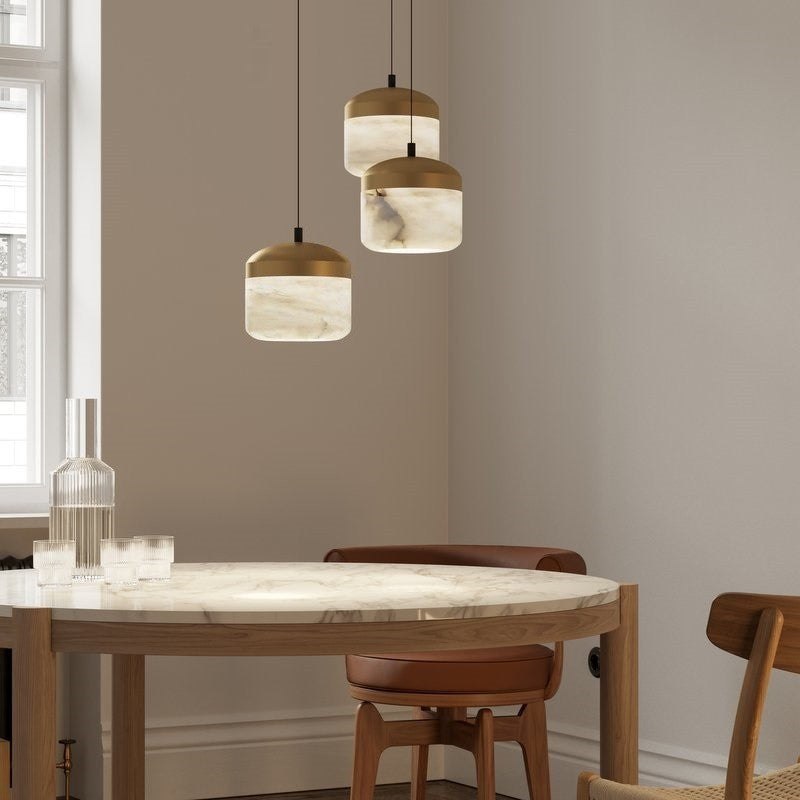 Elegant Alabaster Pendant Light Fixture with Adjustable Chain – Ideal for Dining and Living Spaces 3