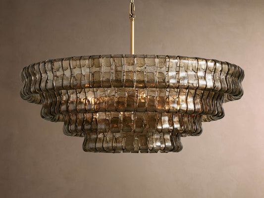 Lampadario Moderno Rotondo in Vetro e Acciaio con 6 Bulbi E12 – Altezza Regolabile per Illuminazione Elegante e Versatile 1