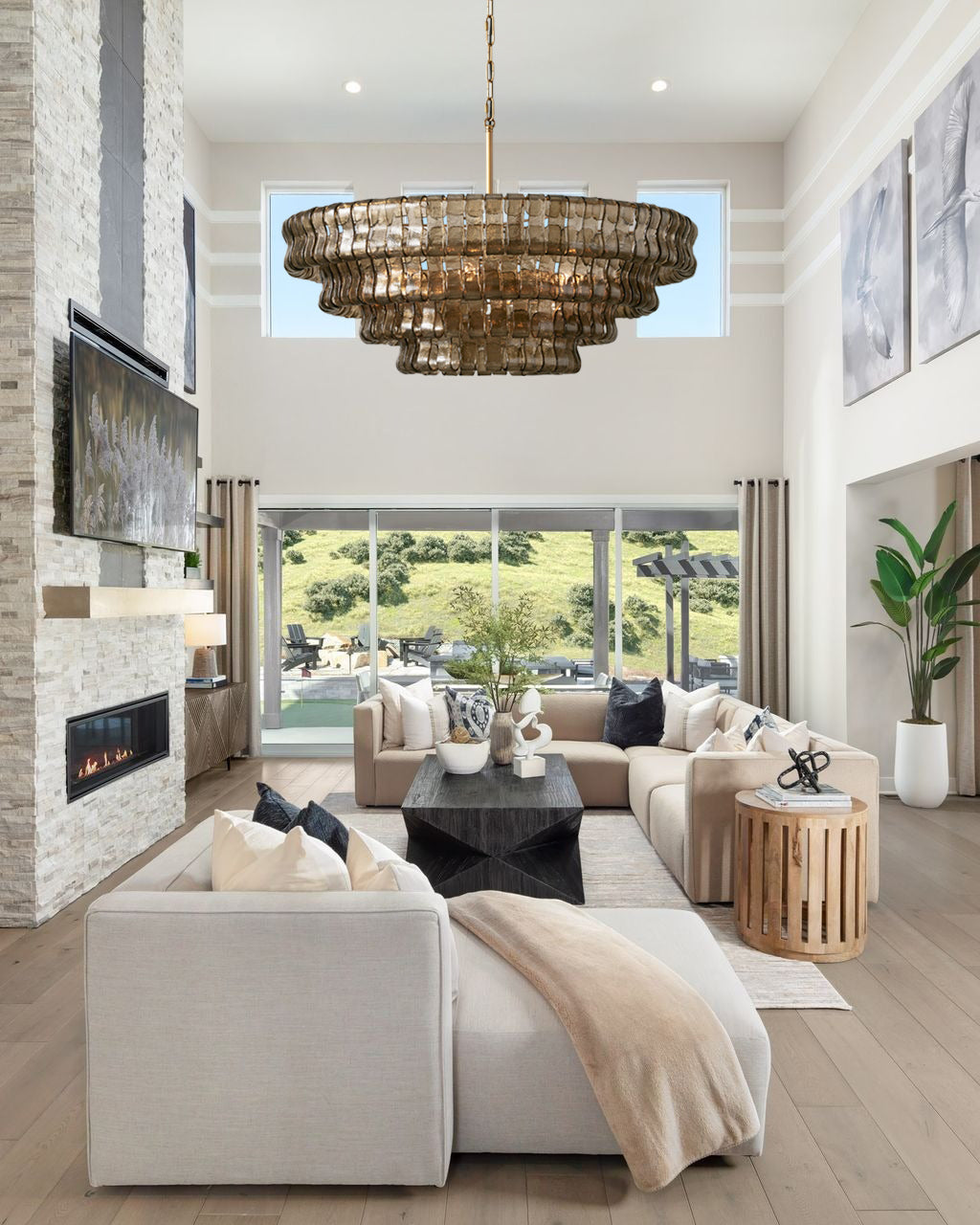 Lampadario Moderno Rotondo in Vetro e Acciaio con 6 Bulbi E12 – Altezza Regolabile per Illuminazione Elegante e Versatile 2