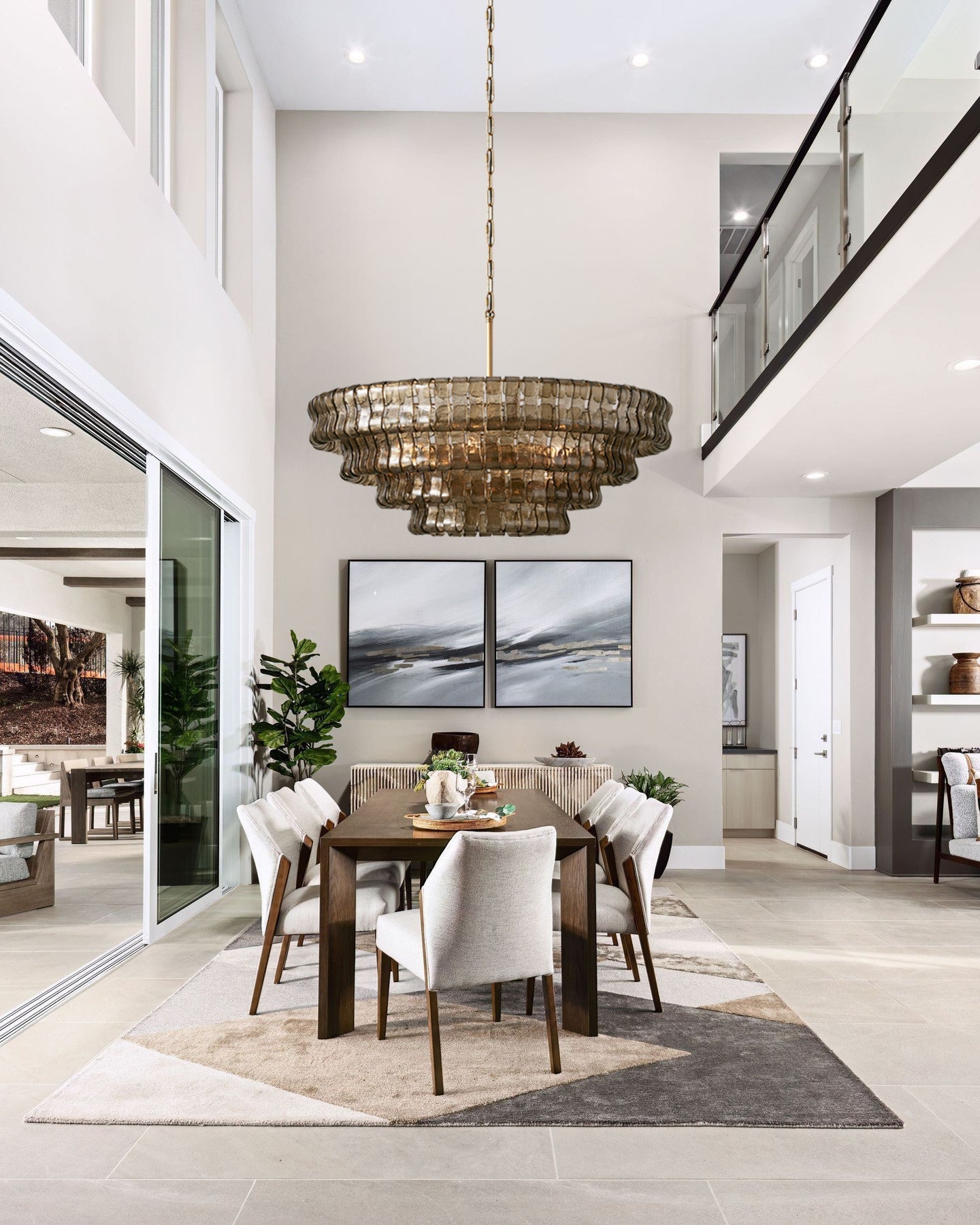 Lampadario Moderno Rotondo in Vetro e Acciaio con 6 Bulbi E12 – Altezza Regolabile per Illuminazione Elegante e Versatile 3