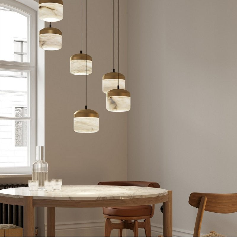 Elegant Alabaster Pendant Light Fixture with Adjustable Chain – Ideal for Dining and Living Spaces 2